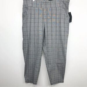 Massini Black White Plaid Skinny Pull On Mid-Rise Comfort Stretch Pants